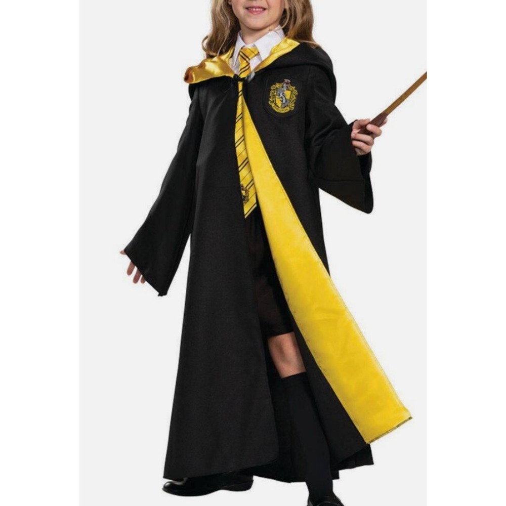 Harry Potter Hufflepuff Robe Kids Unisex L 10-12 Disguise Costume Black Yellow